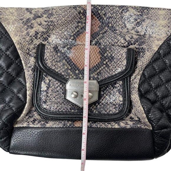 Aimee Kestenberg Purse Zoe Satchel Shoulder Bag Quilted Snakeskin Black Brown - Picture 15 of 15